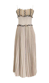 SPLICED FLORAL SLEEVELESS MIDI DRESS IN LIGHT GRAY DRESS STYLE OF CB 