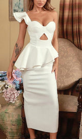 IRREGULAR FLOUNCES FROCK DRESS IN WHITE styleofcb 