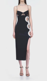 SPLIT MIDI DRESS IN BLACK Dresses styleofcb 