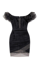 RUFFLES BANDAGE MINI DRESS IN BLACK DRESS STYLE OF CB 