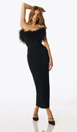 FEATHER BODYCON MAXI DRESS Dresses styleofcb 