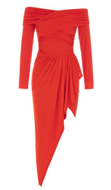 OFF SHOULDER LONG SLEEVE IRREGULAR IN ORANGE styleofcb 