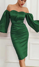 STRAPLESS LONG SLEEVE IN GREEN Dresses styleofcb 