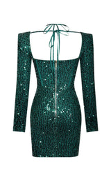 MELINA EMERALD GREEN LONG SLEEVE SEQUIN DRESS Dresses styleofcb 