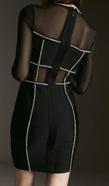 BANDAGE CUT OUT MESH KNITTED MINI DRESS styleofcb 