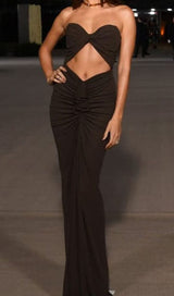 BANDEAU DRAPE MAXI DRESS IN BLACK DRESS styleofcb 