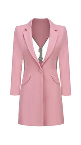 LONG SLEEVES V NECK MINI DRESS IN PINK styleofcb 