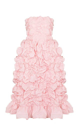 FOLDING RUFFLED MIDI DRESS IN PINK DRESS styleofcb 