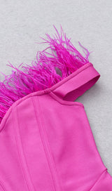 PINK OSTRICH HAIR SHOULDER BAG HIP DRESS styleofcb 