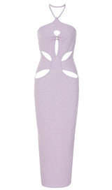 HALTER CUT OUT COREST DRESS IN PURPLE-styleofcb