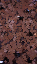 SEQUIN PATCHWORK PLUSH CUFF DRESS IN BROWN styleofcb 