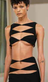 CUTOUT TWO PIECES SUIT IN BLACK styleofcb 