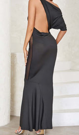 ONE SHOULDER SATIN MAXI DRESS IN BLACK DRESS STYLE OF CB 