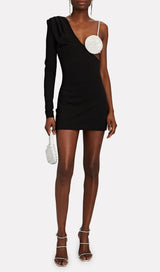 BLACK ONE SHOULDER CRYSTAL MINI DRESS Dresses styleofcb 