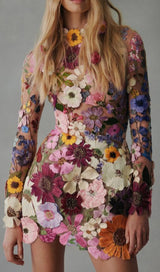 EMBROIDERED LACE HALF HIGH COLLAR MINI DRESS styleofcb 