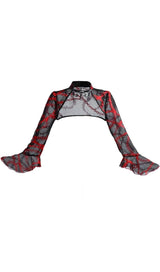 VAMPIRE BLACK CROPPED TOP WITH CHAIN EMBROIDERY BELL SLEEVES sis label 