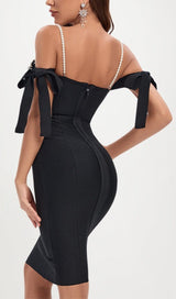 RHINESTONE STRAPPY MIDI DRESS IN BLACK DRESS STYLE OF CB 