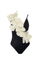 FLOWER DECOR BACKLESS ONE PIECE SWIMSUIT IN BLACK styleofcb 