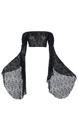 GOTHIC BLACK SLASH NECK LONG FLARE SLEEVE BLOUSE sis label 