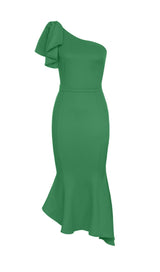 ONE SHOULDER FISHTAIL MAXI DRESS IN GREEN styleofcb 