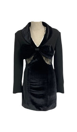 V-NECK BOW MINI DRESS IN BLACK styleofcb 