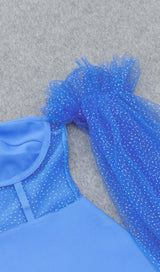 PUFF SLEEVE BODYCON MIDI DRESS IN BLUE Dresses styleofcb 