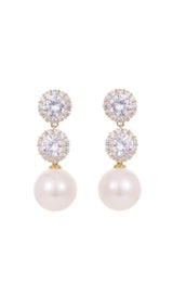 PEARL EARRINGS WITH ZIRCON FLOWERS Earrings blingmyfriend 