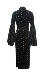 SNOWFLAKE LONG SLEEVE MIDI DRESS IN BLACK styleofcb 