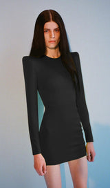 LONG SLEEVE TIGHT BACKLESS DRESS IN BLACK DREESES styleofcb 
