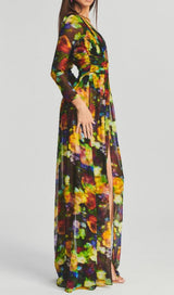 LONG SLEEVE CHIFFON MAXI DRESS IN MULTICOLOR DRESS STYLE OF CB 