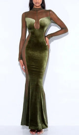 LONG SLEEVES LACE MAXI DRESS styleofcb XS GREEN 