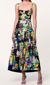 FLORAL STRAPPY MIDI DRESS IN MARTOS BLACK DRESS STYLE OF CB 