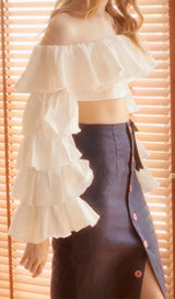 RUFFLE-TRIMMED CROP TOP DRESS STYLE OF CB 