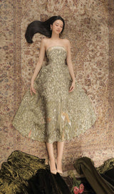 JUNGLE PRTINTED MIDI DRESS IN CHOCOLATE DRESS STYLE OF CB 