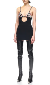DIAMOND HOLLOW MINI DRESS IN BLACK styleofcb 
