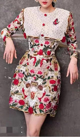 FLOWER EMBROIDERY THREADWORK MINI DRESS DRESS sis label 