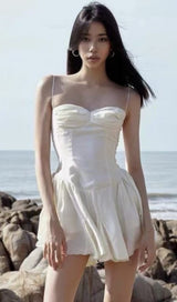 STRAPLESS SUSPENDER MINI DRESS IN WHITE DRESS styleofcb 