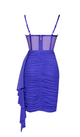 YOLIE ROYAL BLUE RUCHED DRAPING MESH CORSET DRESS Dresses styleofcb 