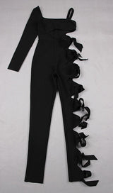 CUT OUT SINGLE-SLEEVE JUMPSUIT IN BLACK DRESS STYLE OF CB 