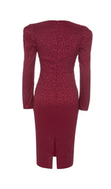 JACQUARD LONG SLEEVES MIDI DRESS IN INTENSE RUST styleofcb 
