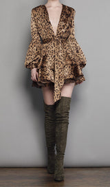 V NECK LEOPARD MINI DRESS Dresses styleofcb 