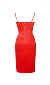 NYLA RED SATIN CORSET DRESS WITH CRYSTALS Dresses styleofcb 
