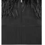 FEATHER JUMPSUIT IN BLACK DRESS styleofcb 