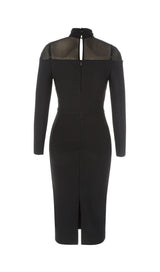 MESH STITCHED SKINNY BUTTOCKS MIDI DRESS IN BLACK styleofcb 