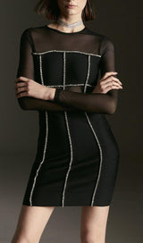 BANDAGE CUT OUT MESH KNITTED MINI DRESS styleofcb 