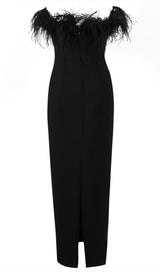 FEATHER BODYCON MAXI DRESS IN BLACK Dresses styleofcb 