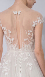 LACE PETAL-MESH MAXI DRESS IN WHITE styleofcb 