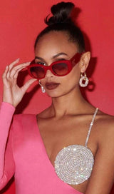 BLACK ONE SHOULDER CRYSTAL MINI DRESS Dresses styleofcb 