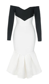 SPLICING LONG SLEEVES MIDI DRESS styleofcb 