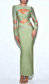 MAXI LONG SLEEVE BANDAGE DRESS IN GREEN Dresses styleofcb 
